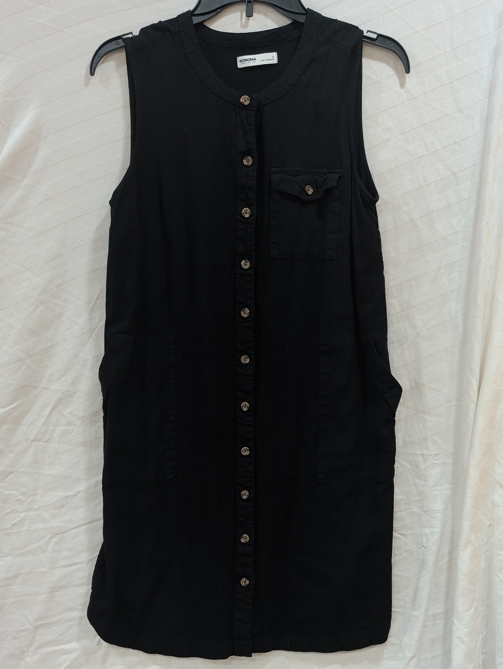Sonoma Black Sleeveless Button-Down Mini Dress Size S